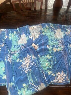 Blue Floral Two-Piece Lounge Set natori womens xl new with tags